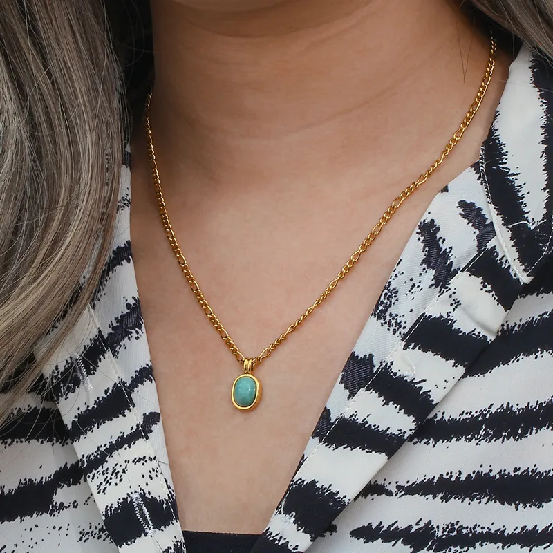 Oval Amazonite Pendant Necklace